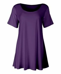 Lily | Purple Short-Sleeve Scoop Neck Tunic - Women