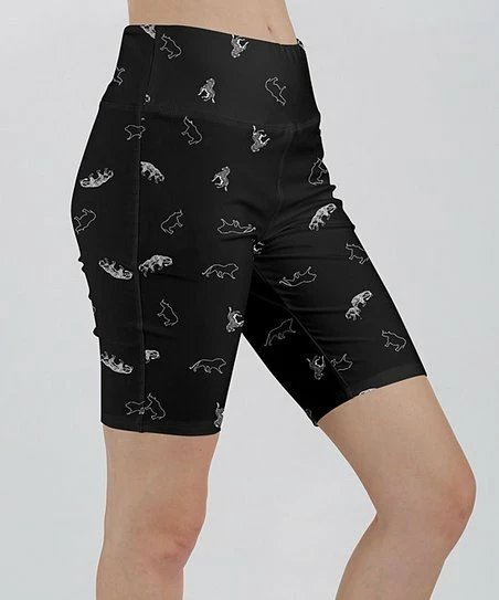 Lily | Black & White Wild Animals High-Waist Bike Shorts - Women 1 Lily | Black & White Wild Animals High-Waist Bike Shorts - Women