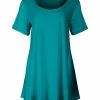 Lily | Turquoise Short-Sleeve Scoop Neck Tunic - Women
