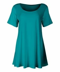 Lily | Turquoise Short-Sleeve Scoop Neck Tunic - Women