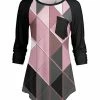 Lily | Pink & Black Geometric Pocket Raglan Tunic - Plus