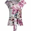 Lily | White & Rose Floral Tie-Waist V-Neck Top - Women & Plus
