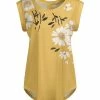 Lily | Yellow & White Floral Dolphin-Hem Dolman Tunic - Women