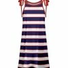 Lily | Navy & Red Stripe Tie-Shoulder Sleeveless Dress - Plus