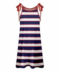 Lily | Navy & Red Stripe Tie-Shoulder Sleeveless Dress - Plus