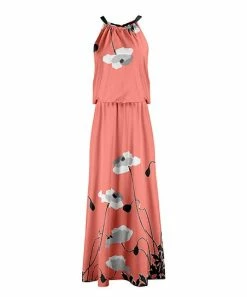 Lily | Pink & Black Floral Blouson Maxi Dress - Women