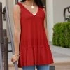 Lily | Red Ruffle-Hem Sleeveless Tunic - Plus