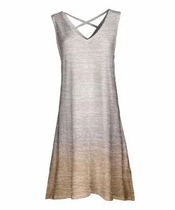 Lily | Beige & Mocha Marled V-Neck Sleeveless Crisscross-Back Dress - Women