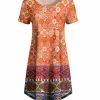 Lily | Orange & Blue Arabesque Short-Sleeve A-Line Dress - Women