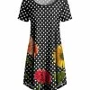 Lily | Black & Yellow Polka Dot Floral Short-Sleeve A-Line Dress - Women & Plus