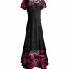 Lily | Black & Pink Floral Short-Sleeve Maxi Handkerchief Dress - Women & Plus