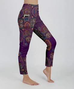 Lily | Purple Multicolor Mandalas Pocket High-Waist Leggings - Women