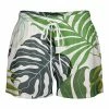 Lily | Green & White Tropical Leaf Tie-Waist Shorts - Plus
