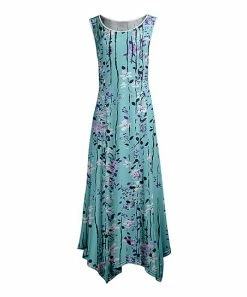 Lily | Turquoise & Purple Floral Sleeveless Maxi Handkerchief Dress - Women & Plus