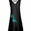 Lily | Black & Teal Dragonfly Crisscross-Back Sleeveless Dress - Women & Plus