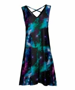 Lily | Blue Tie-Dye Cosmic Crisscross-Back Sleeveless Dress - Women & Plus