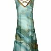 Lily | Turquoise & Beige Resin Crisscross-Back Sleeveless Dress - Women & Plus