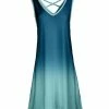 Lily | Teal & Mint Ombré Crisscross-Back Sleeveless Dress - Women