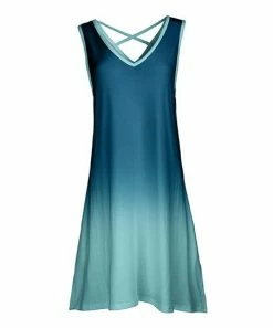 Lily | Teal & Mint Ombré Crisscross-Back Sleeveless Dress - Women