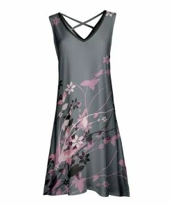 Lily | Gray & Pink Floral Crisscross-Back Sleeveless Dress - Women & Plus