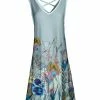 Lily | Aqua & Yellow Floral Crisscross-Back Sleeveless Dress - Women