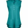 Lily | Turquoise Button-Front Sleeveless Tunic - Women