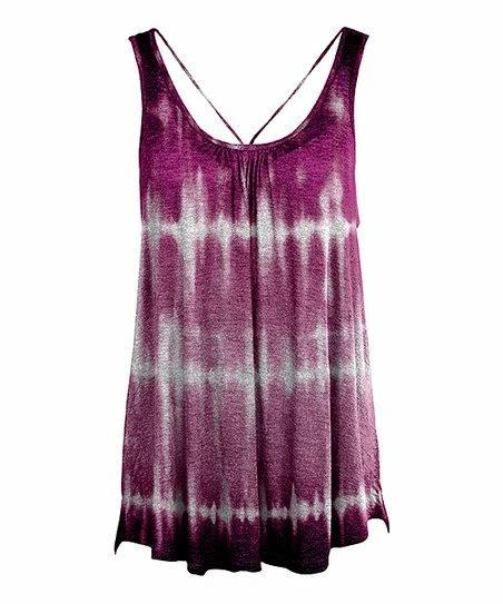 Lily | Purple & White Tie-Dye Sleeveless Swing Tunic - Plus 1 Lily | Purple & White Tie-Dye Sleeveless Swing Tunic - Plus