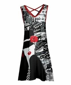 Lily | Black & Red 'Fashion' Crisscross-Back Sleeveless Dress - Women & Plus