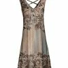 Lily | Brown & Beige Floral Crisscross-Back Sleeveless Dress - Women & Plus