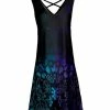 Lily | Turquoise & Purple Floral Crisscross-Back Sleeveless Dress - Women & Plus