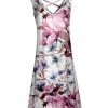 Lily | White & Pink Floral Crisscross-Back Sleeveless Dress - Plus