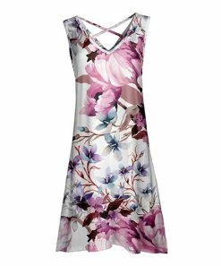 Lily | White & Pink Floral Crisscross-Back Sleeveless Dress - Plus