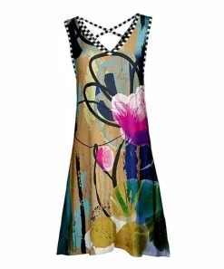 Lily | Black & Blue Floral Crisscross-Back Sleeveless Dress - Women