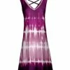 Lily | Pink & Mauve Tie-Dye Crisscross-Back Sleeveless Dress - Plus