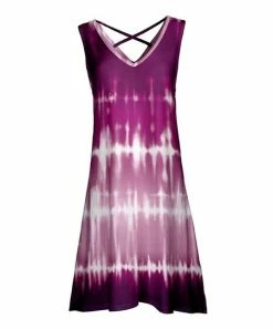 Lily | Pink & Mauve Tie-Dye Crisscross-Back Sleeveless Dress - Plus
