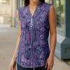 Lily | Lavender & Purple Floral Button-Front Sleeveless Tunic - Women & Plus