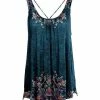 Lily | Navy & Green Multicolor Floral Sleeveless Swing Tunic - Women