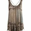 Lily | Beige & Brown Floral Sleeveless Swing Tunic - Women