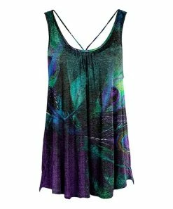 Lily | Purple & Teal Abstract Crisscross-Back Sleeveless Tunic - Women