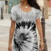 Lily | Gray & Black Tie-Dye V-Neck Flutter-Sleeve Tunic - Plus