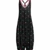 Lily | Black & Pink Floral Polka Dot Racerback Harem Jumpsuit - Plus