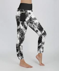 Lily | Black & Gray Tie-Dye Burst Pocket High-Waist Leggings - Women