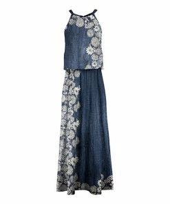 Lily | Blue & Cream Floral Blouson Maxi Dress - Women & Plus