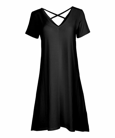 Lily | Black Crisscross-Back V-Neck Dress - Women & Plus 1 Lily | Black Crisscross-Back V-Neck Dress - Women & Plus