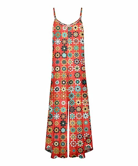 Lily | Orange & Aqua Floral Sleeveless Palazzo Jumpsuit - Women 1 Lily | Orange & Aqua Floral Sleeveless Palazzo Jumpsuit - Women