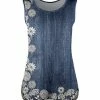 Lily | Blue & Cream Floral Side-Slit Tank - Women & Plus