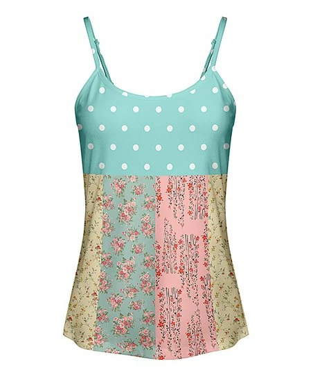 Lily | Blue & Pink Polka Dot Patchwork Camisole - Women 1 Lily | Blue & Pink Polka Dot Patchwork Camisole - Women