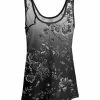 Lily | Black & White Floral Scoop-Neck Tank - Plus