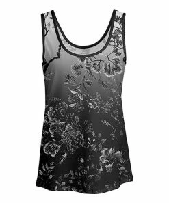 Lily | Black & White Floral Scoop-Neck Tank - Plus