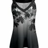 Lily | Black & Gray Hanging Floral Yoke Tank - Women